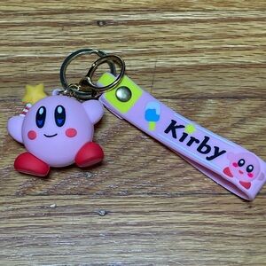 Nintendo Kirby Pink Silicone Keychain with Red Shoes and Gold Hardware